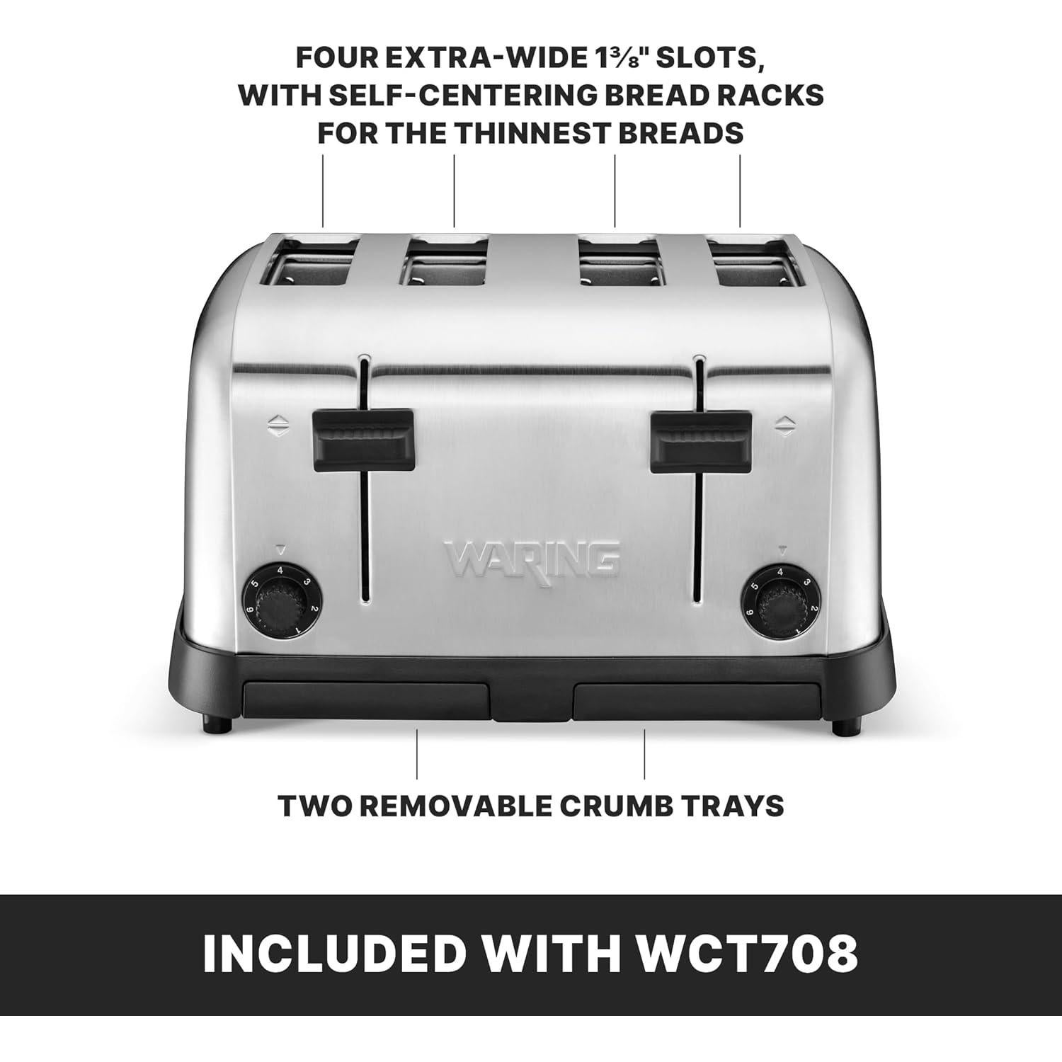 Tostadora Waring WCT708 4 Ranuras Acero Inoxidable 1800W