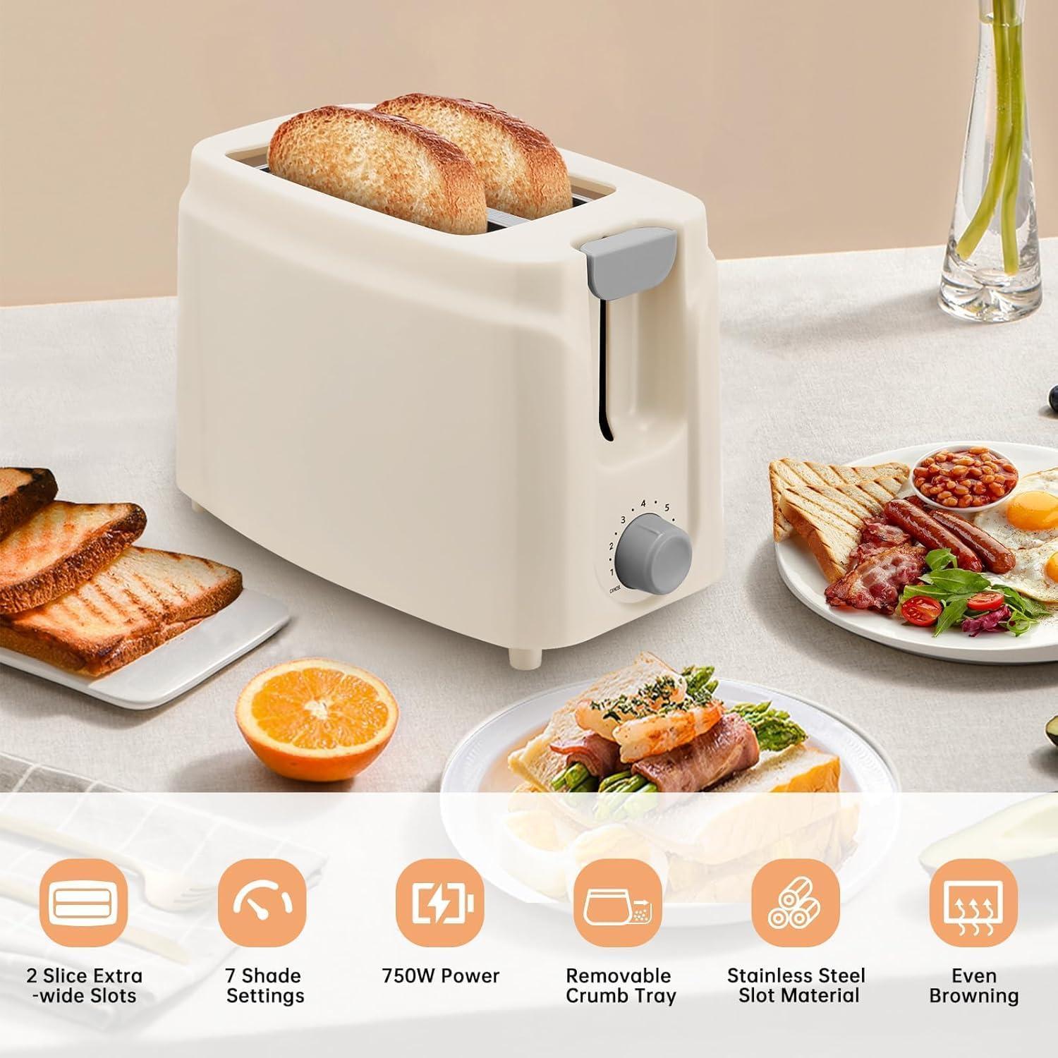 Tostadora SEEDEEM 2 Rebanadas 750W Blanco con 7 Configuraciones