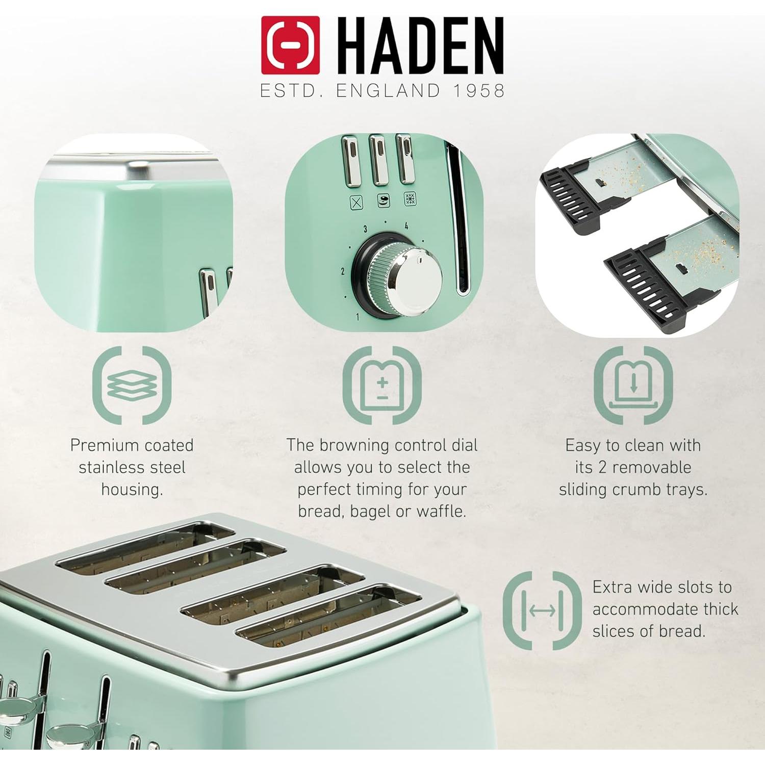 Tostadora Haden Cotswold 4 Rebanadas Salvia con Ranura Ancha