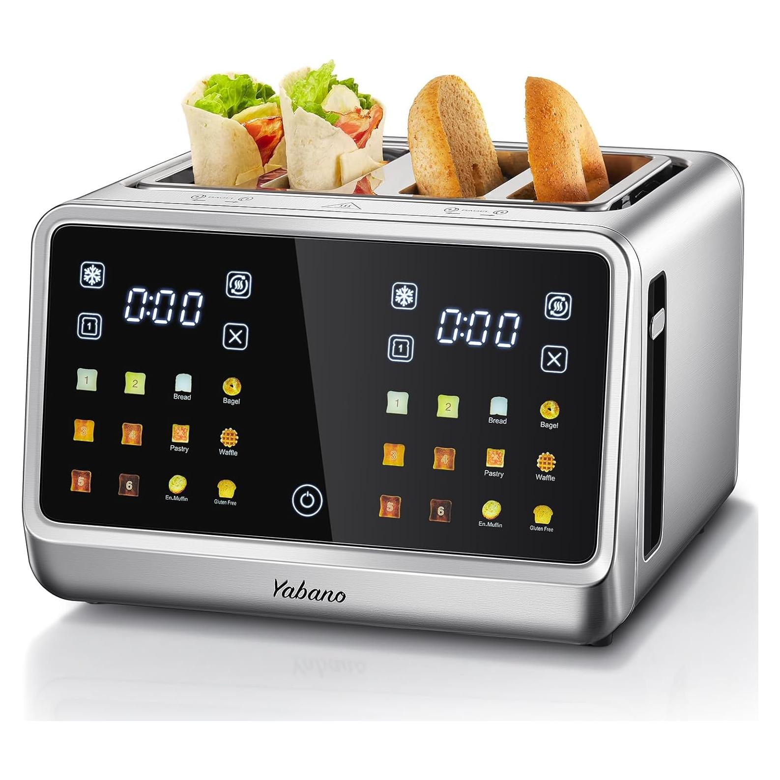 Tostadora Yabano 4 Rebanadas Control Táctil 1800W Plata