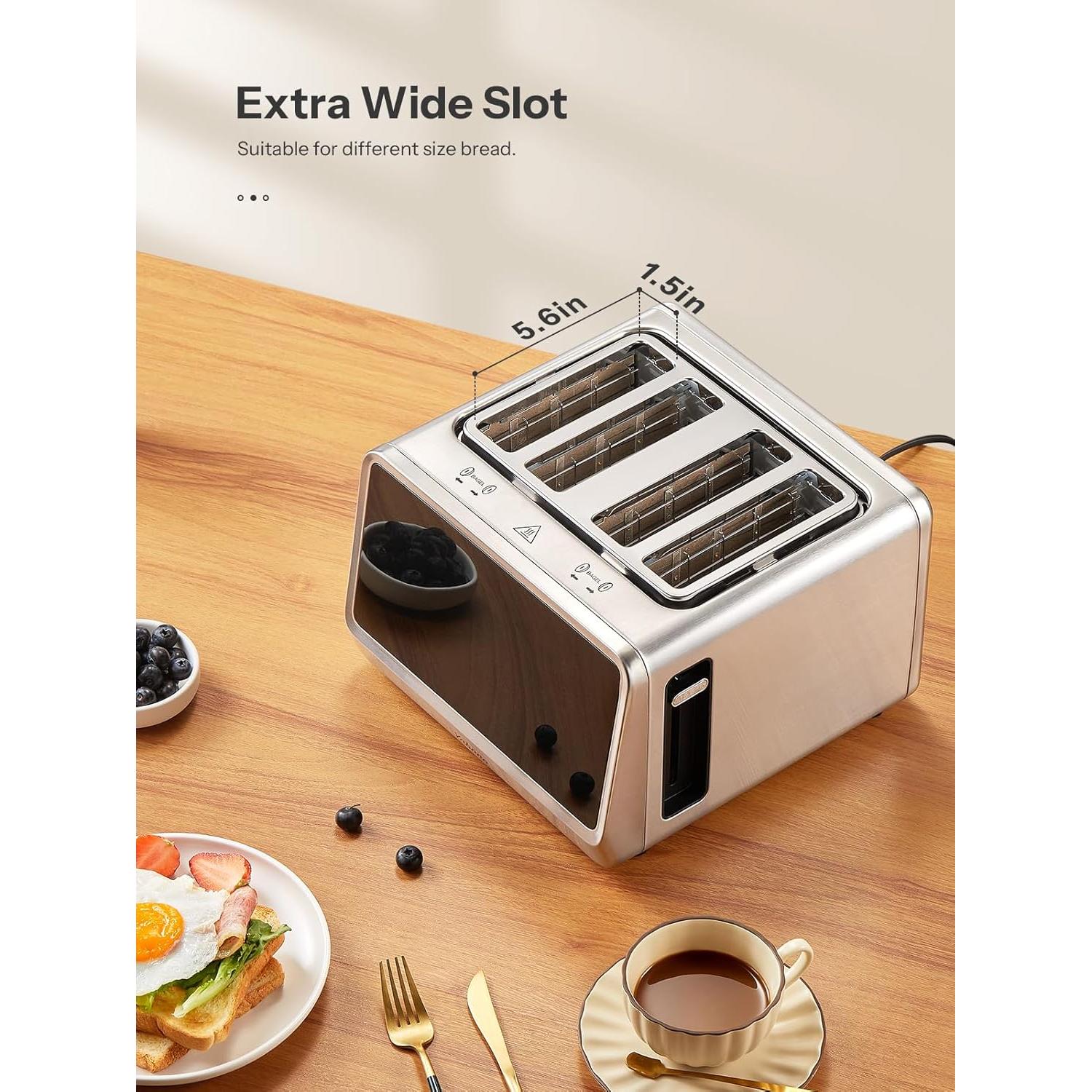 Tostadora Yabano 4 Rebanadas Control Táctil 1800W Plata