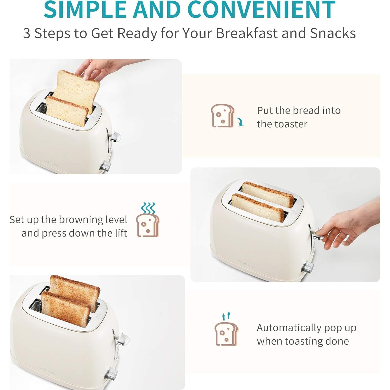 Tostadora Ultrean 2 Rebanadas Acero Inoxidable 6 Niveles