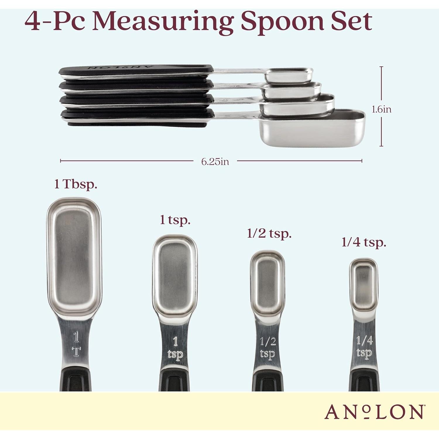 Juego de Cucharas Medidoras Magnéticas Anolon SureGrip 4 Pzas