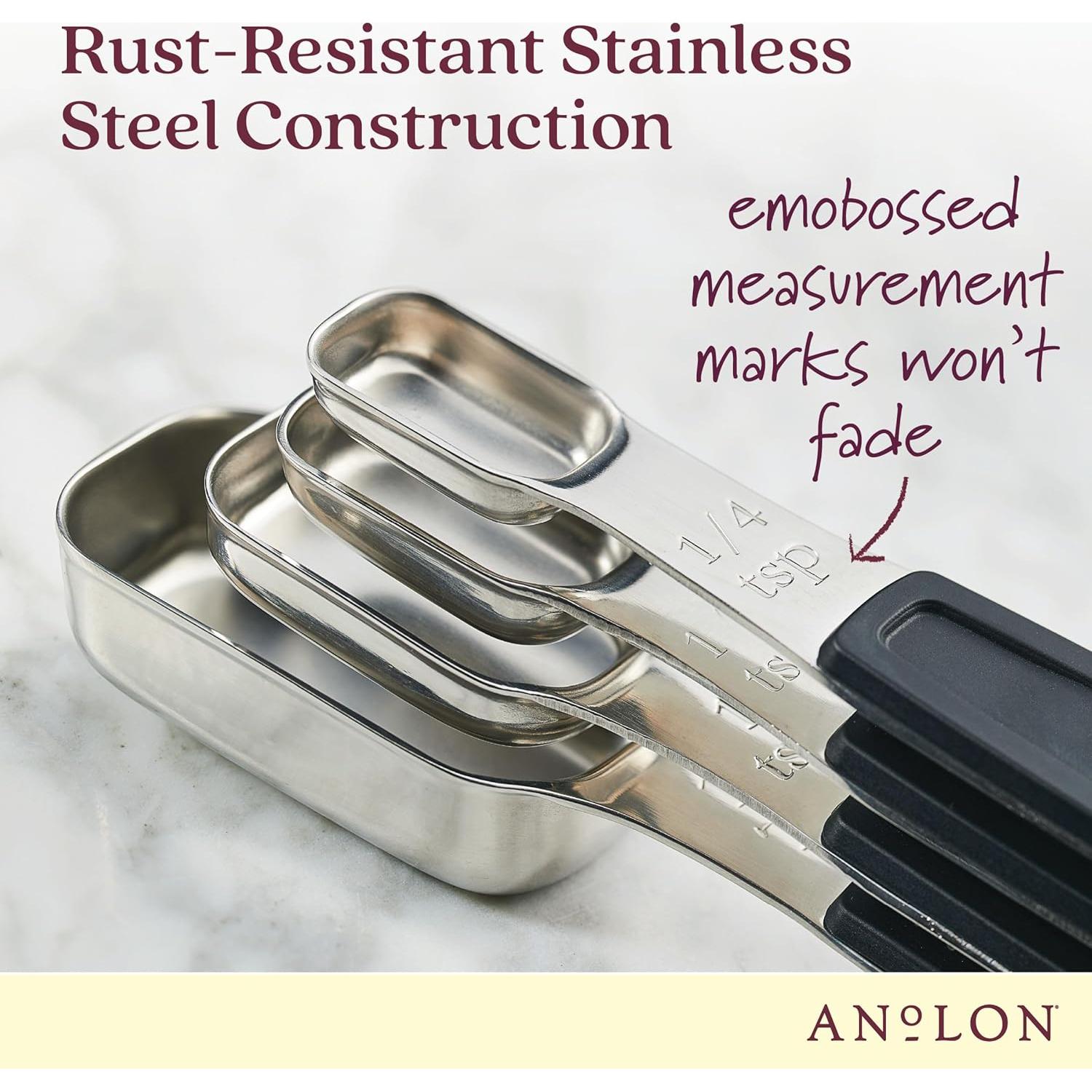 Juego de Cucharas Medidoras Magnéticas Anolon SureGrip 4 Pzas