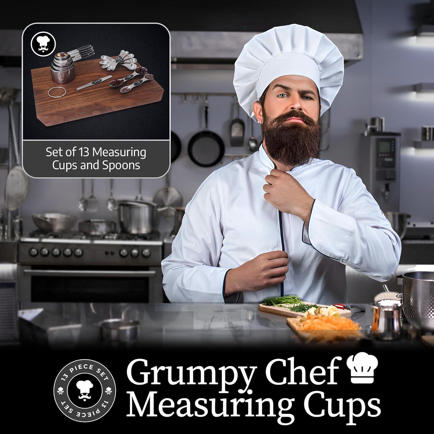 Juego de Tazas y Cucharas Medidoras Grumpy Chef 13 Piezas