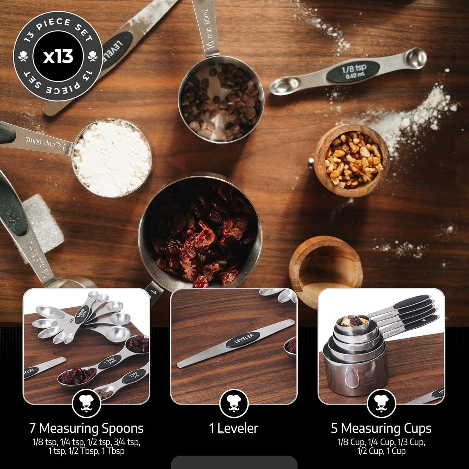 Juego de Tazas y Cucharas Medidoras Grumpy Chef 13 Piezas