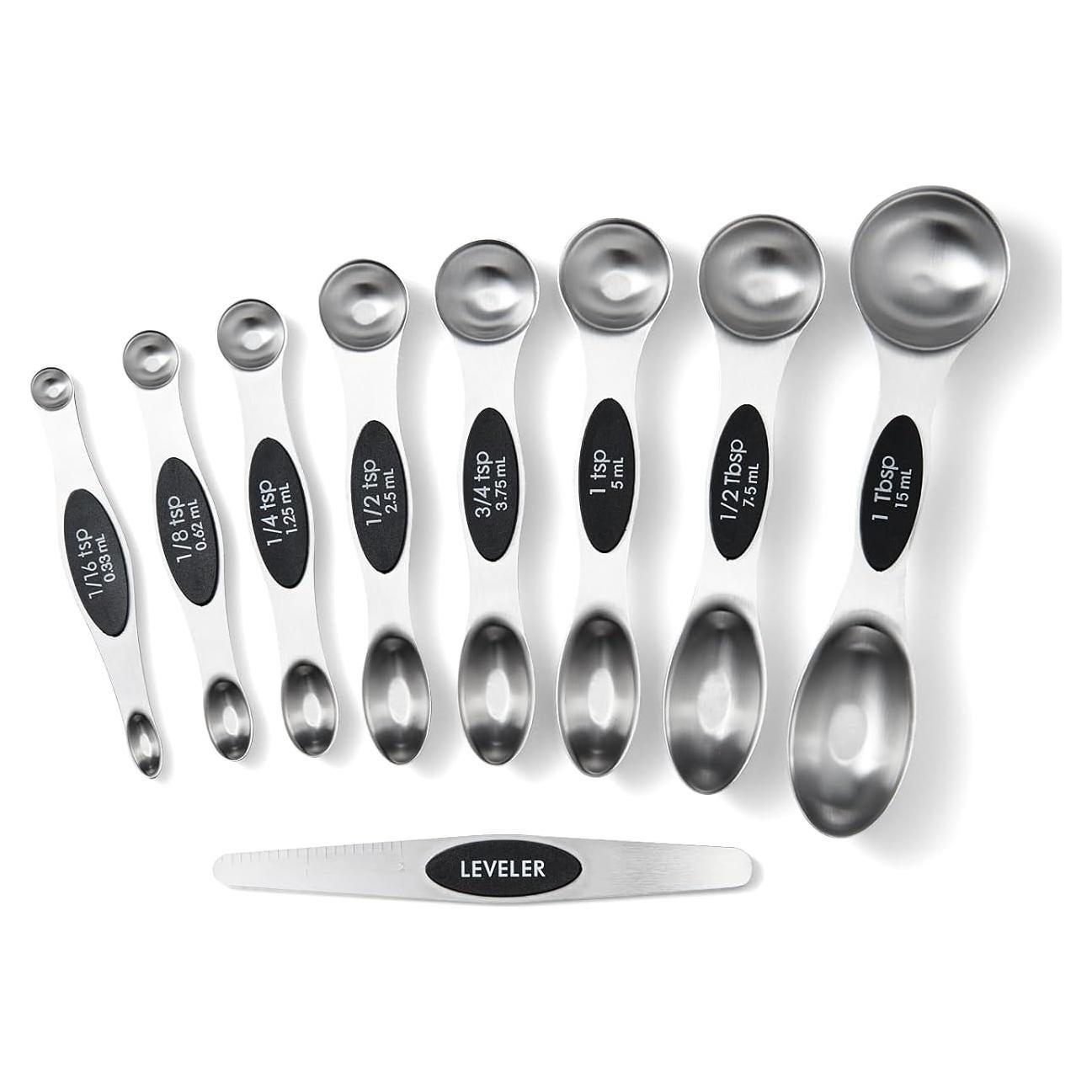 Juego de Cucharas Medidoras Magnéticas Fsdifly 9 Piezas Acero Inoxidable