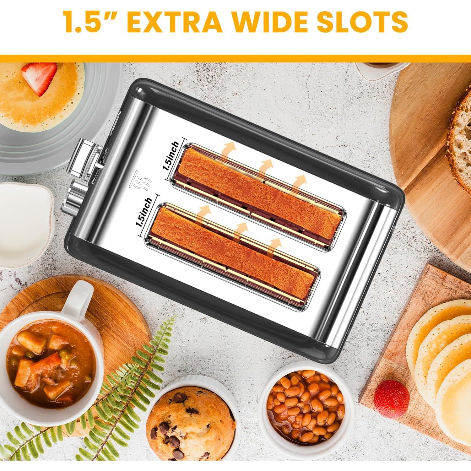 Tostadora Simple Deluxe 2 Rebanadas Acero Inoxidable Negra