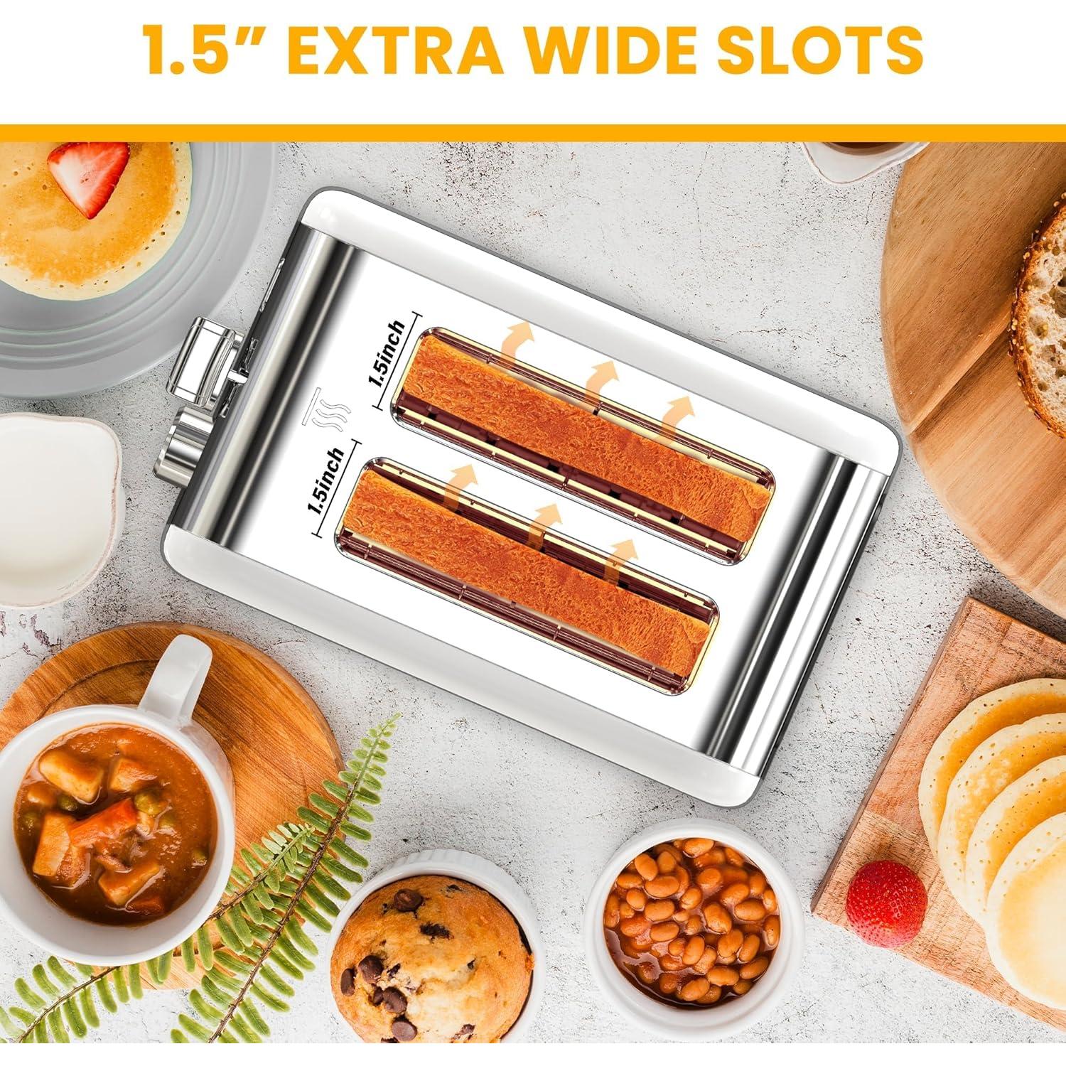 Tostadora Simple Deluxe 2 Rebanadas Acero Inoxidable Blanca