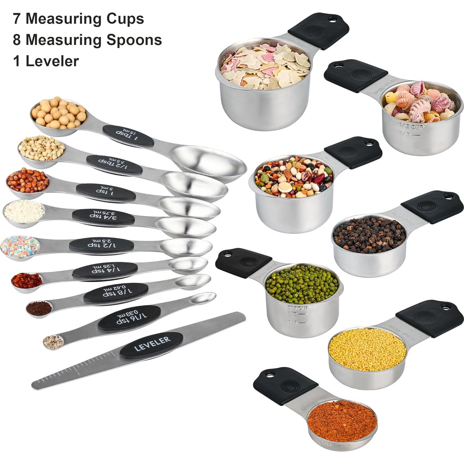 Juego de Tazas y Cucharas Medidoras Magnéticas Smithcraft 16 Acero Inoxidable