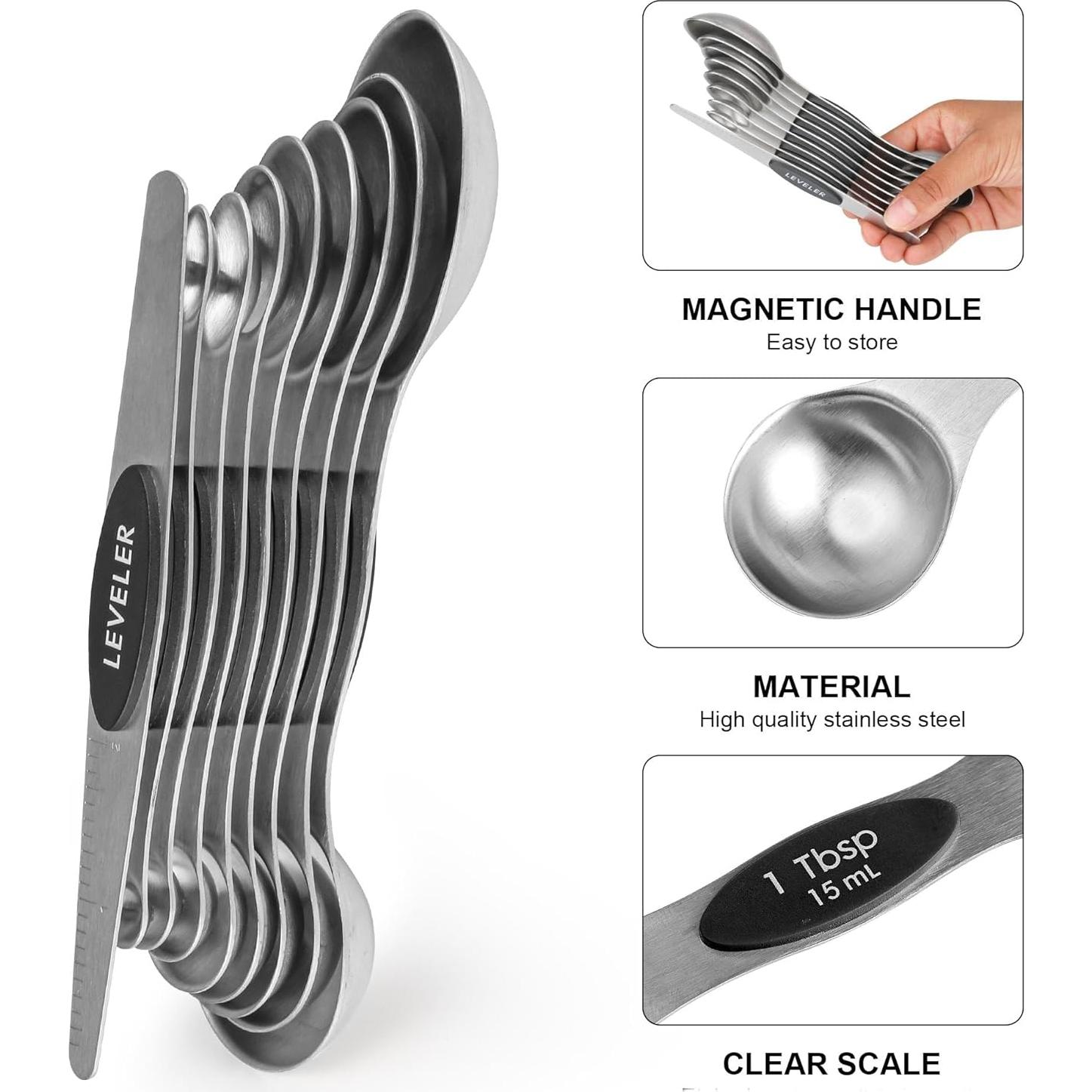 Juego de Tazas y Cucharas Medidoras Magnéticas Smithcraft 16 Acero Inoxidable