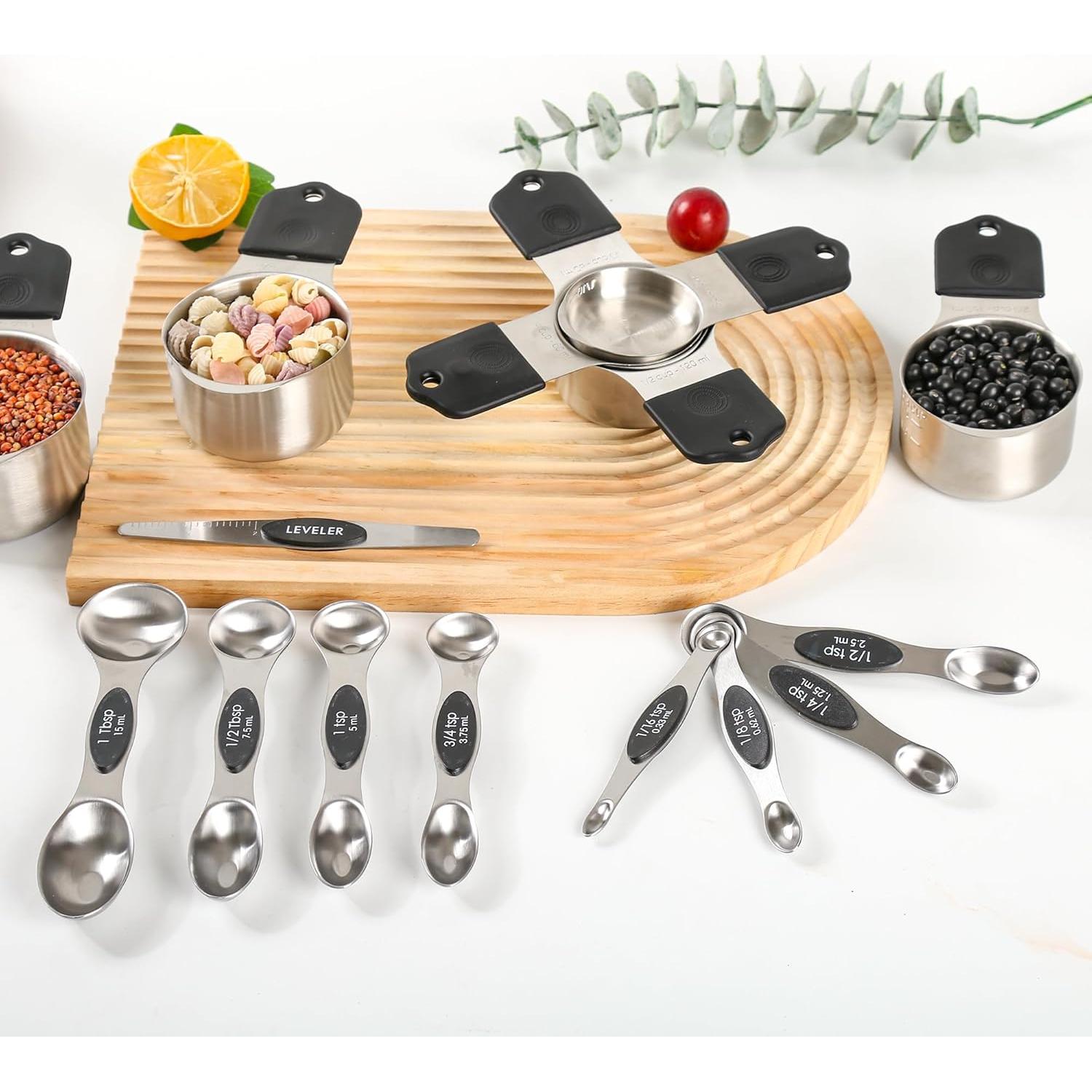Juego de Tazas y Cucharas Medidoras Magnéticas Smithcraft 16 Acero Inoxidable