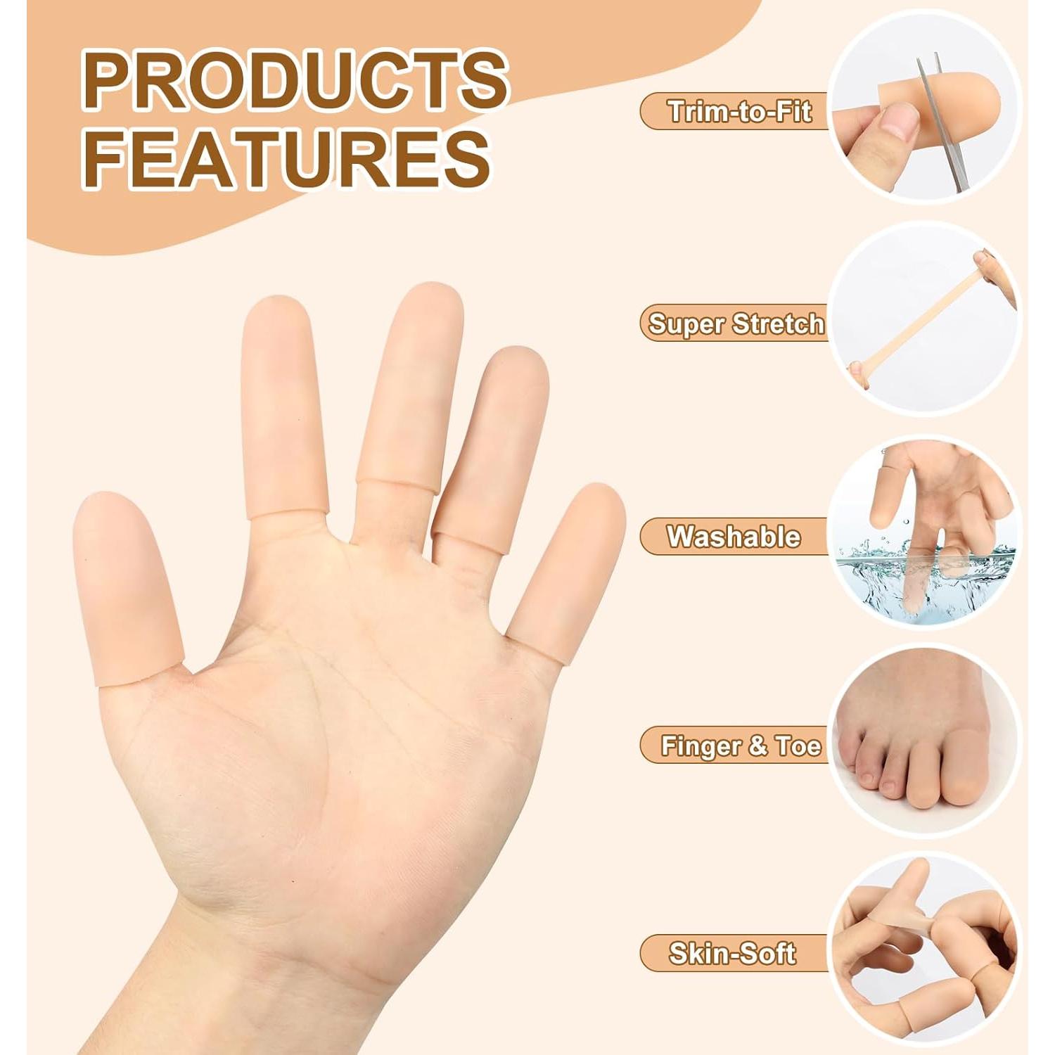 Cubiertas de Dedos de Gel BMKYUET 20 Pcs Reutilizables Silicona