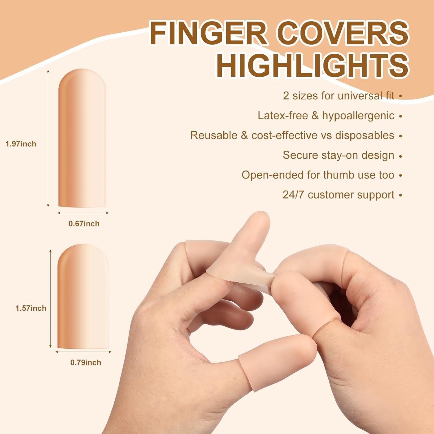 Cubiertas de Dedos de Gel BMKYUET 20 Pcs Reutilizables Silicona