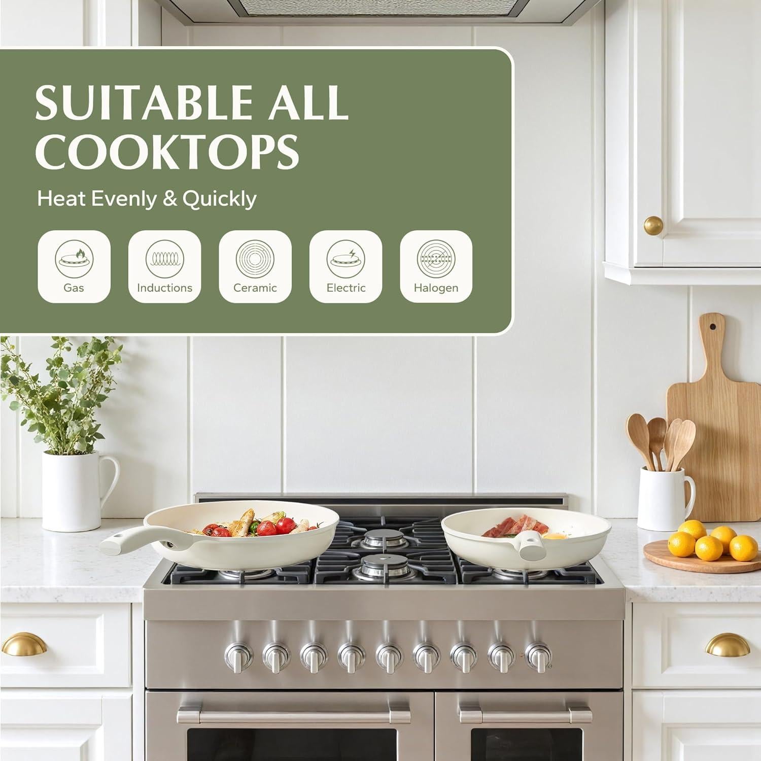 Sartén Cerámica Antiadherente Redchef 24.1 cm Beige