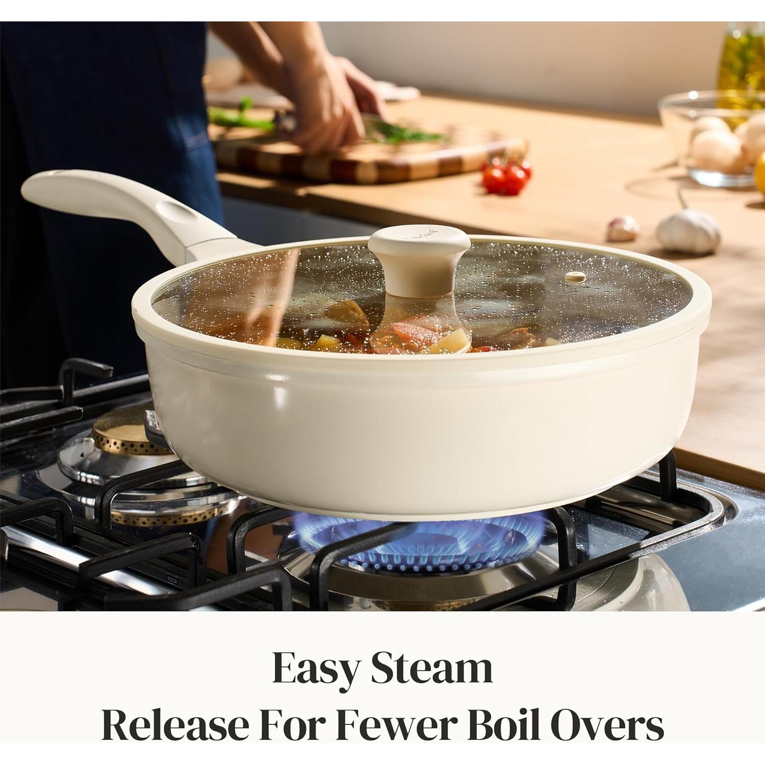 Sartén honda antiadherente Redchef 25.4cm con tapa de vidrio