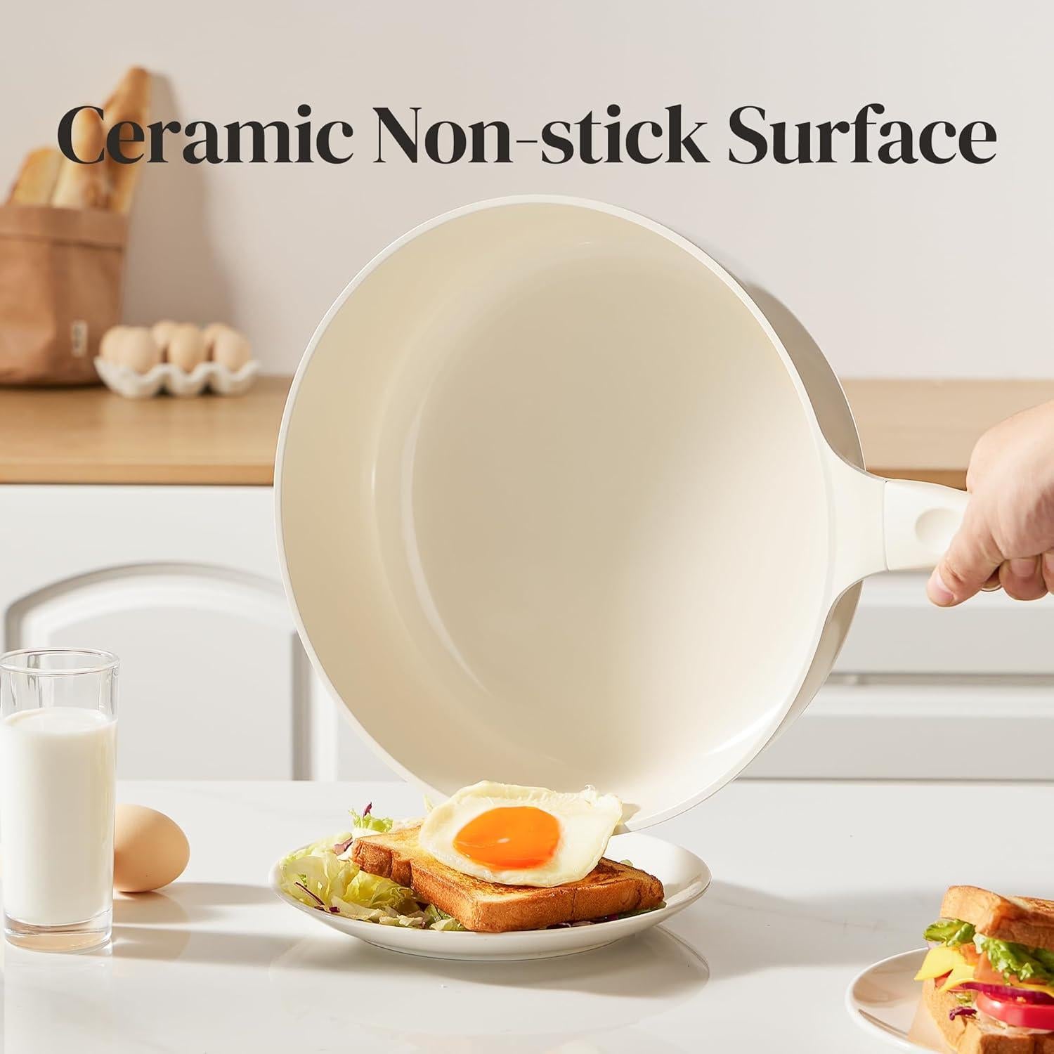 Sartén honda antiadherente Redchef 25.4cm con tapa de vidrio