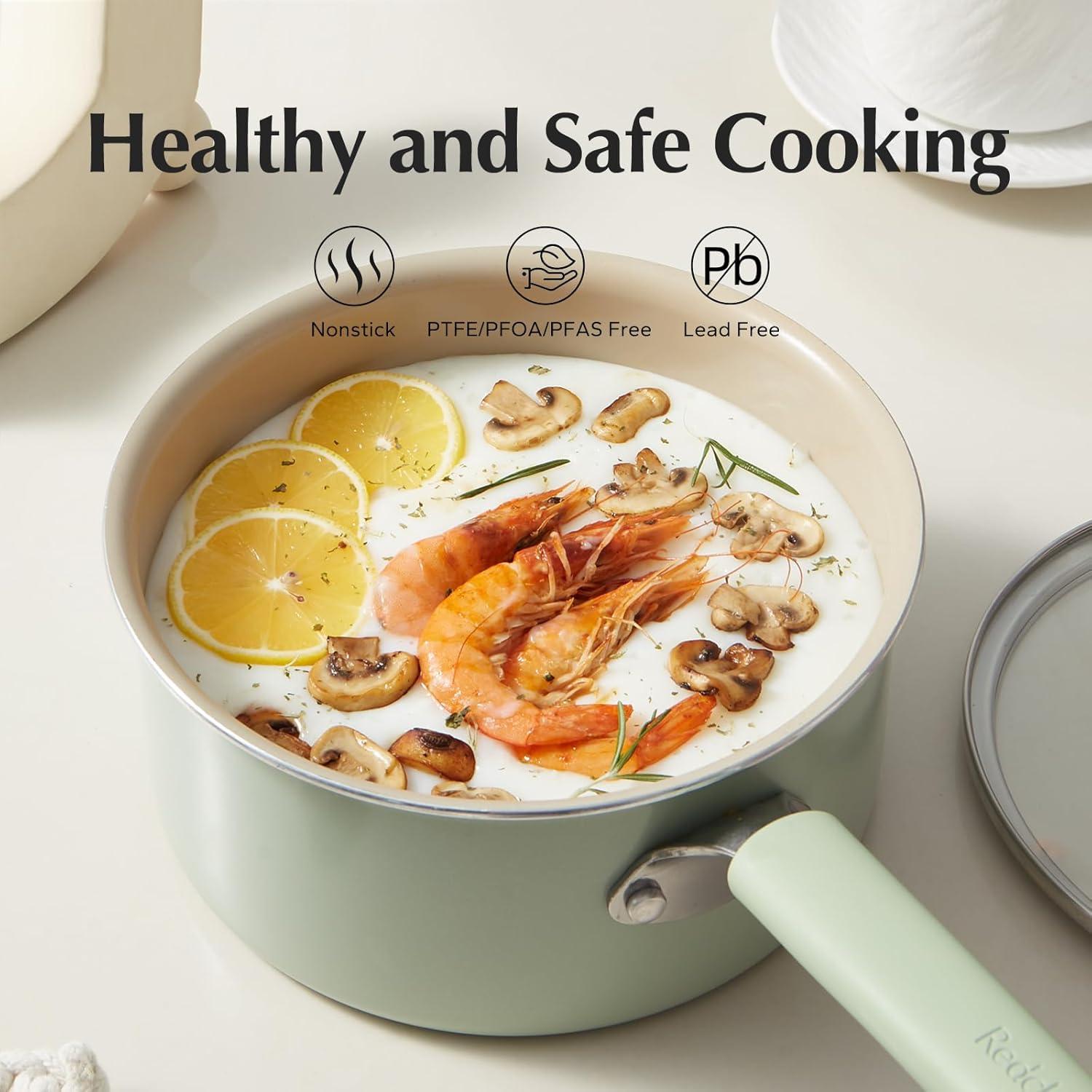 Cacerola Antiadherente Cerámica Redchef 1.5L y 2.84L con Tapa