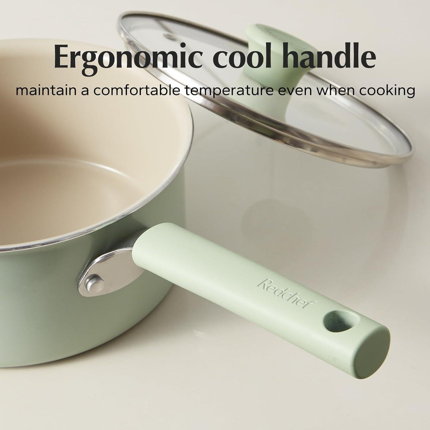 Cacerola Antiadherente Cerámica Redchef 1.5L y 2.84L con Tapa