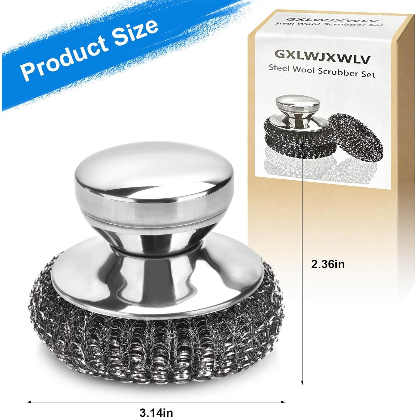 Juego de Estropajos de Acero Inoxidable GXLWJXWLV 5PCS con Mangos