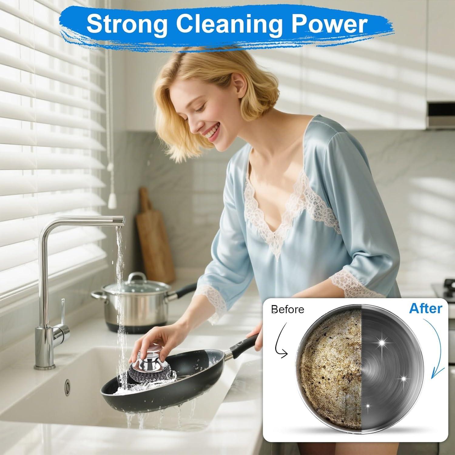 Juego de Estropajos de Acero Inoxidable GXLWJXWLV 5PCS con Mangos