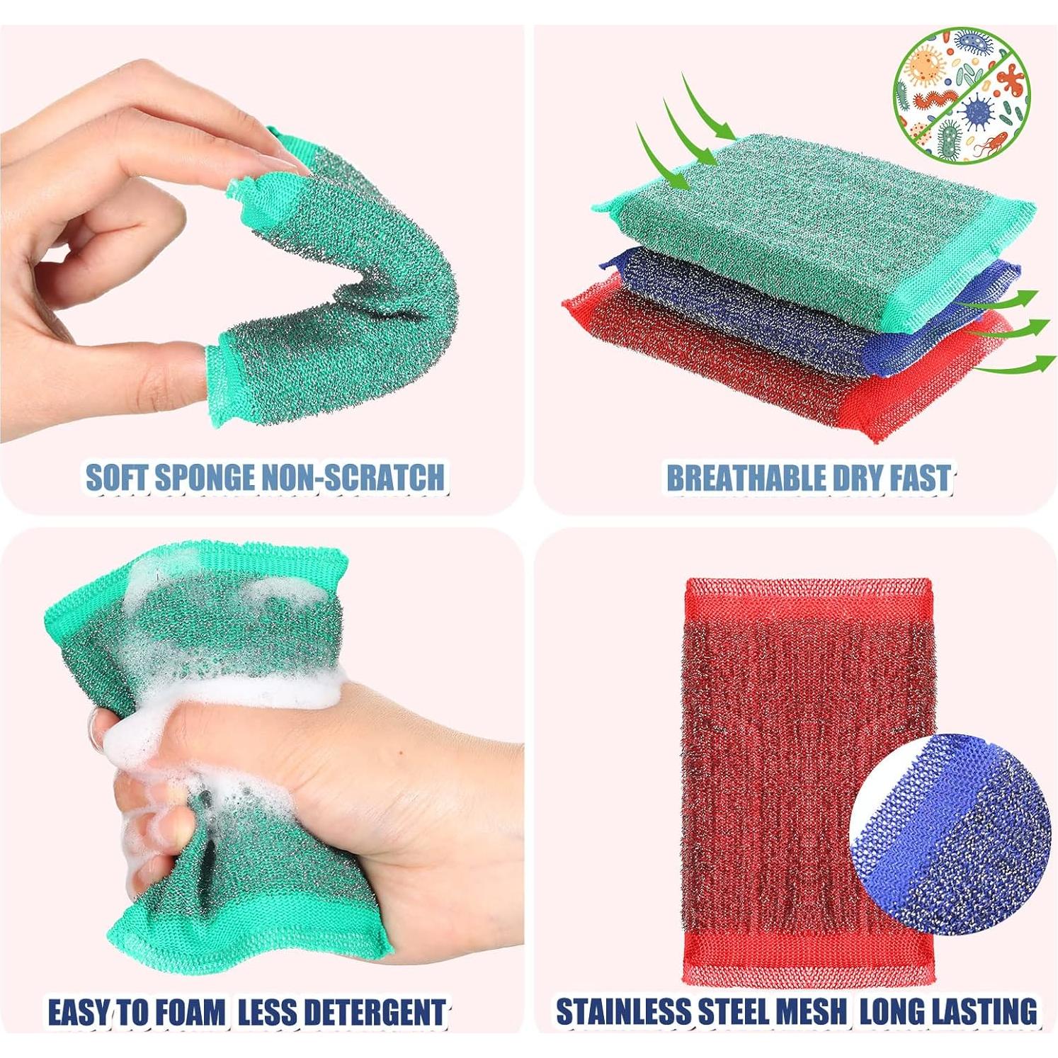 Esponjas de Acero Inoxidable Roshtia - Paquete de 16 Unidades