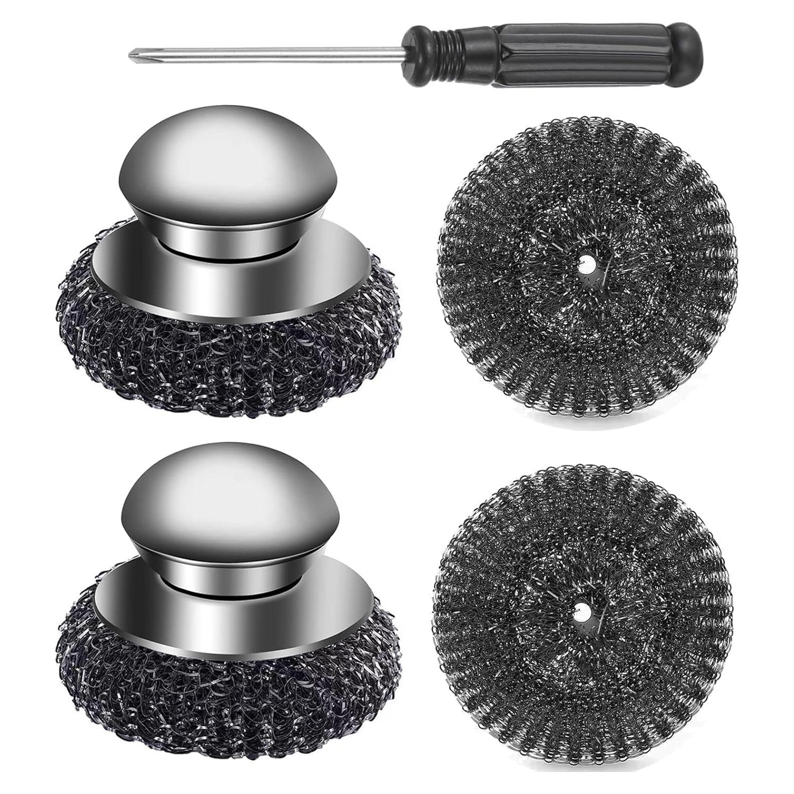 Juego de 2 Estropajos de Acero Inoxidable Klfte con Mango