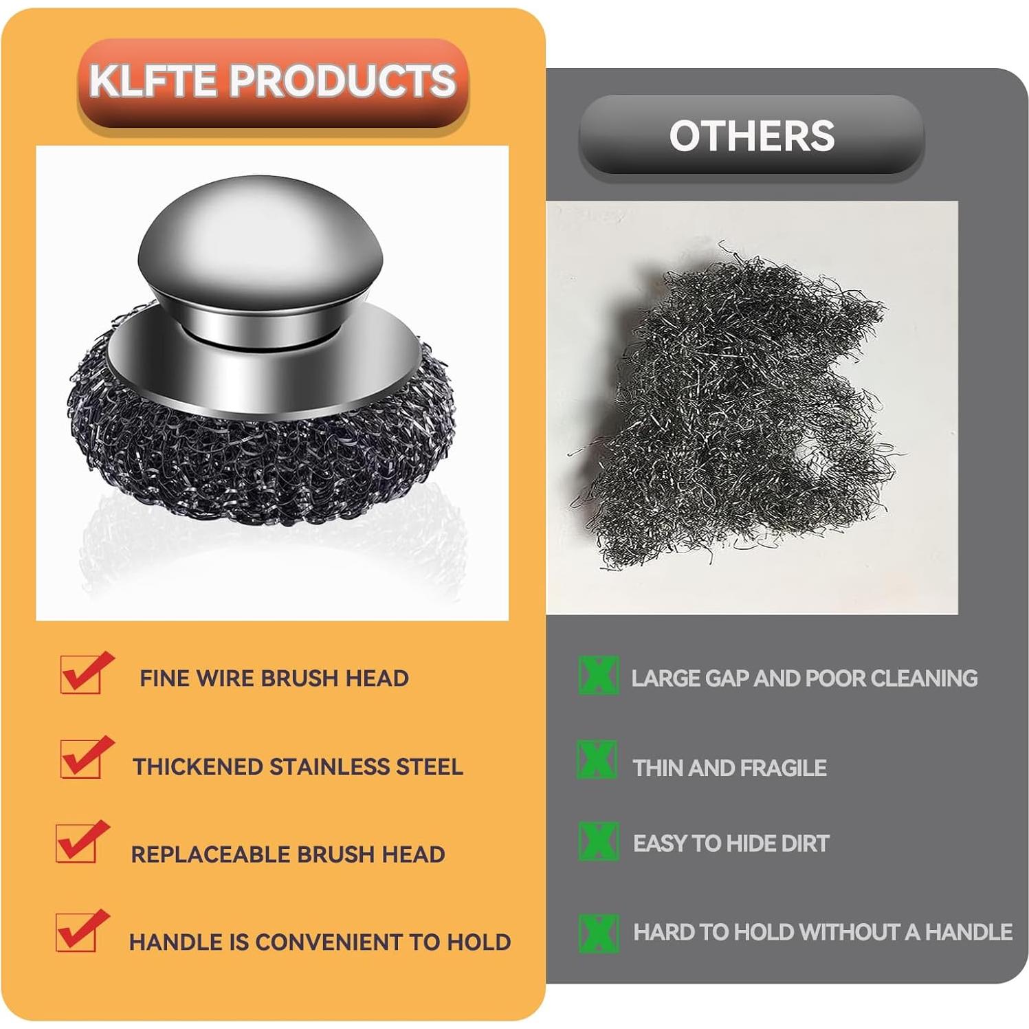 Juego de 2 Estropajos de Acero Inoxidable Klfte con Mango