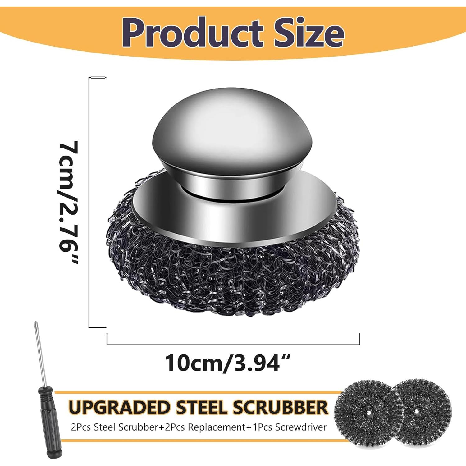 Juego de 2 Estropajos de Acero Inoxidable Klfte con Mango