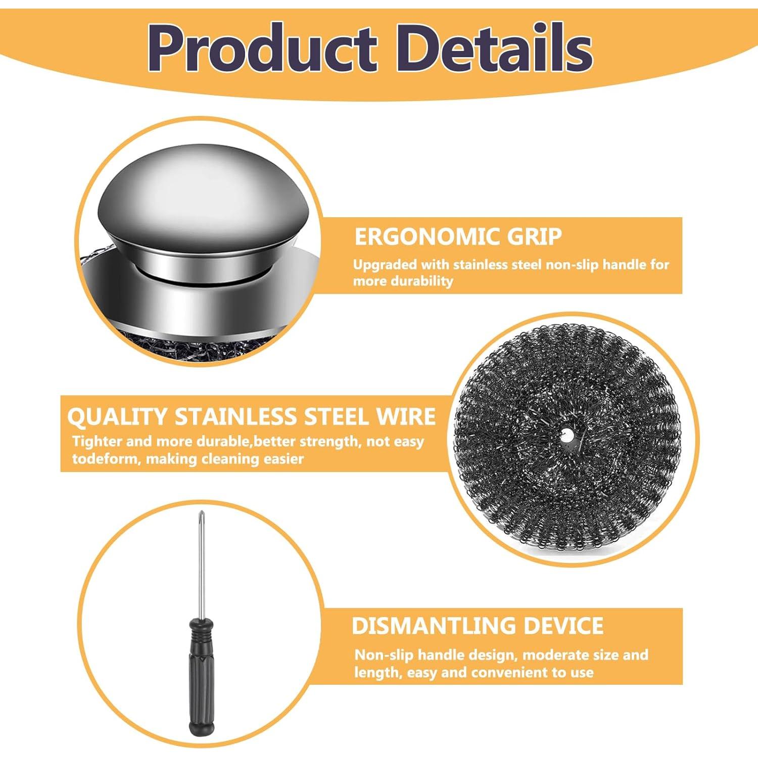 Juego de 2 Estropajos de Acero Inoxidable Klfte con Mango