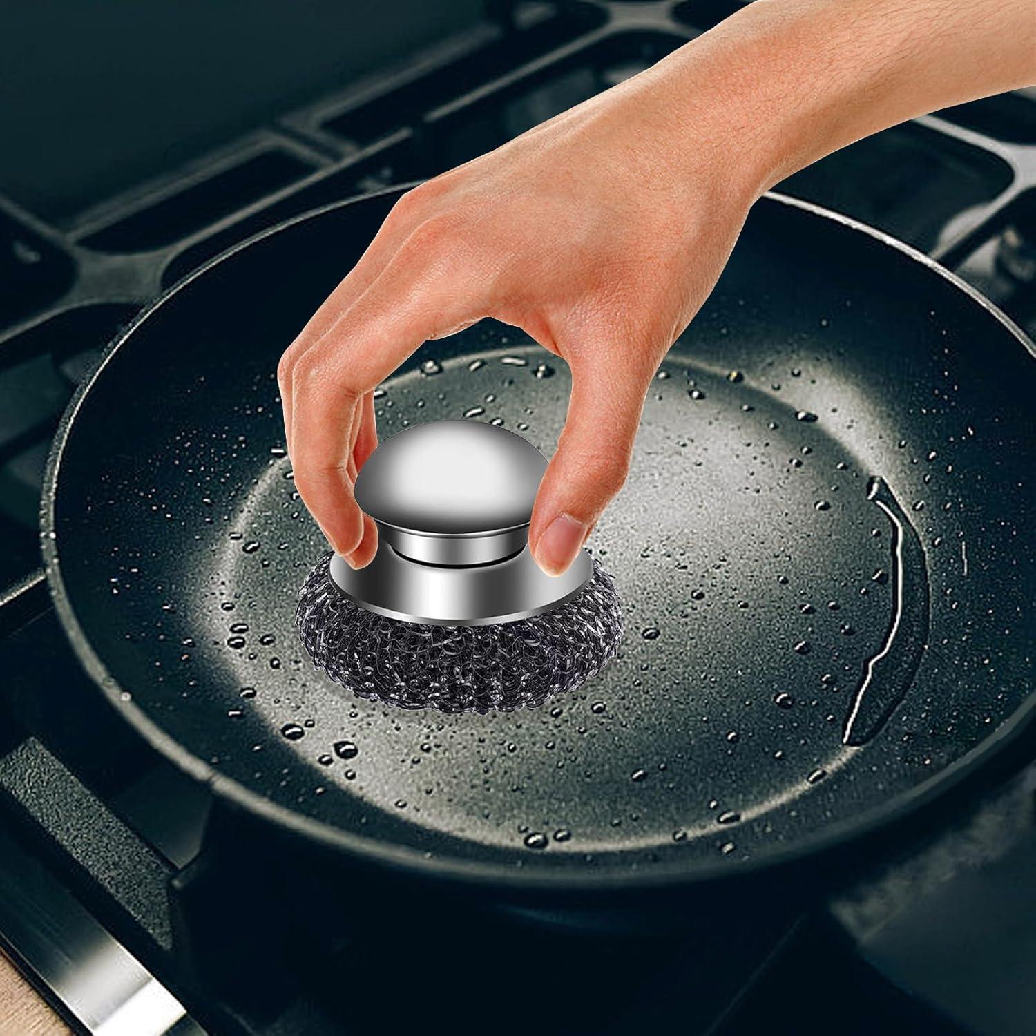 Juego de 2 Estropajos de Acero Inoxidable Klfte con Mango