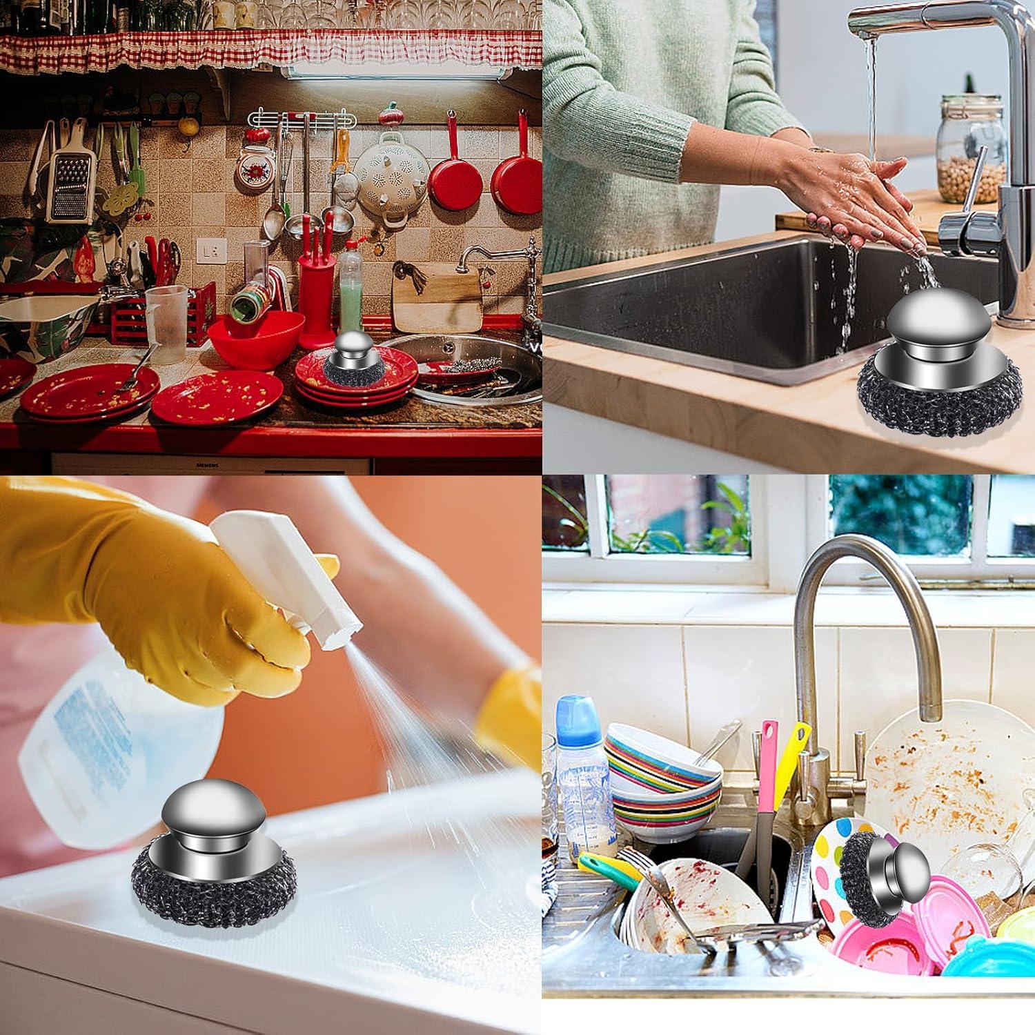 Juego de 2 Estropajos de Acero Inoxidable Klfte con Mango