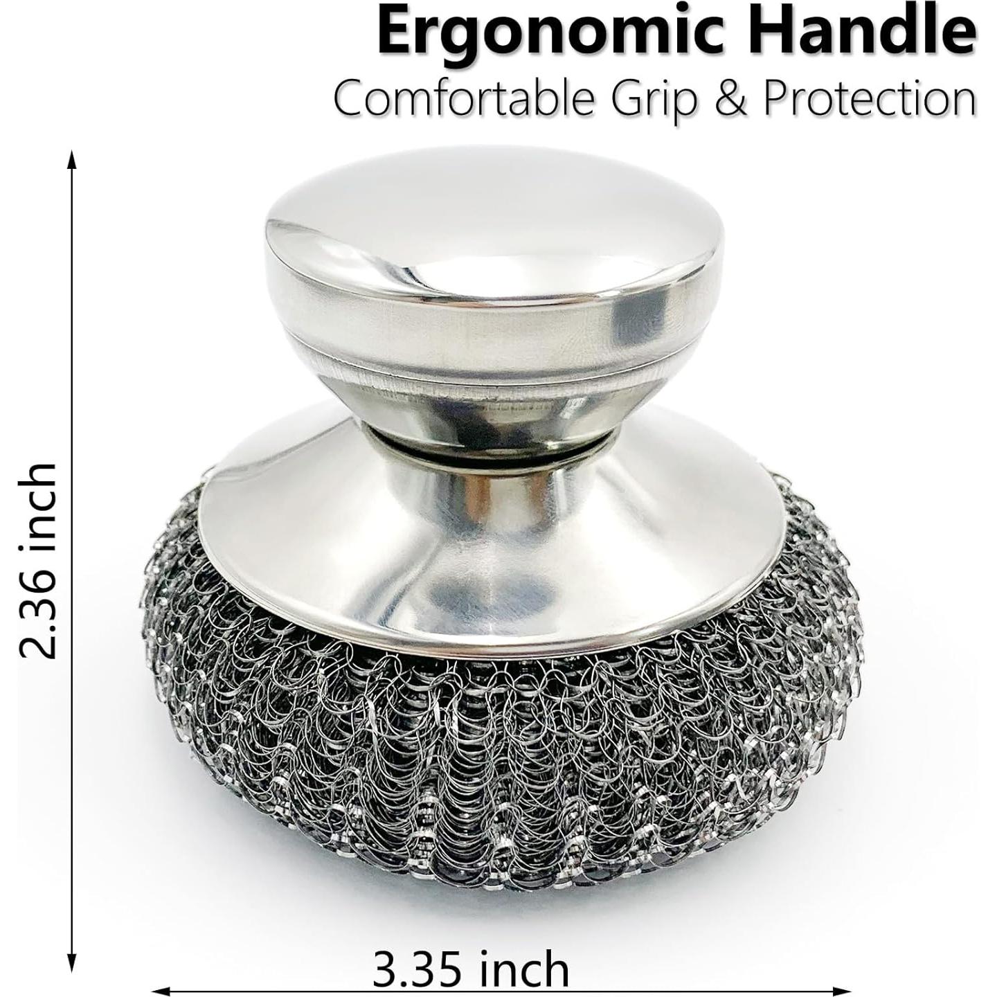 Juego de 4 Estropajos de Acero Inoxidable BIDEX con Mango