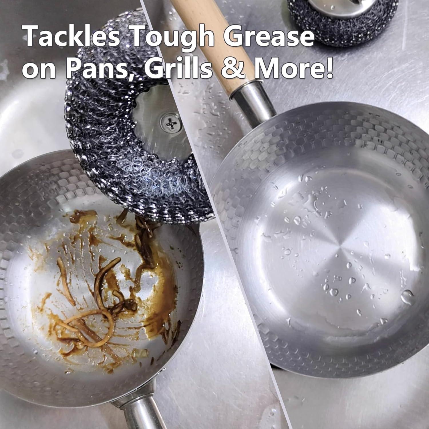 Juego de 4 Estropajos de Acero Inoxidable BIDEX con Mango