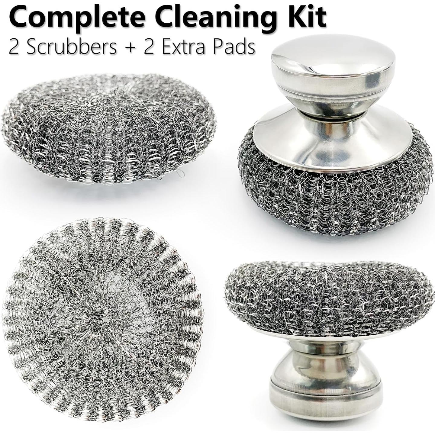 Juego de 4 Estropajos de Acero Inoxidable BIDEX con Mango