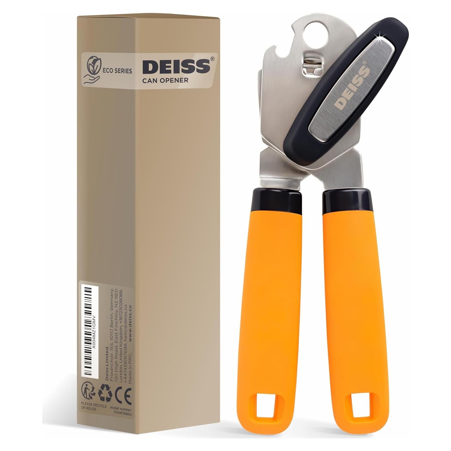 Abrelatas Manual Deiss PRO 2 en 1 - Acero Inoxidable Ergonómico