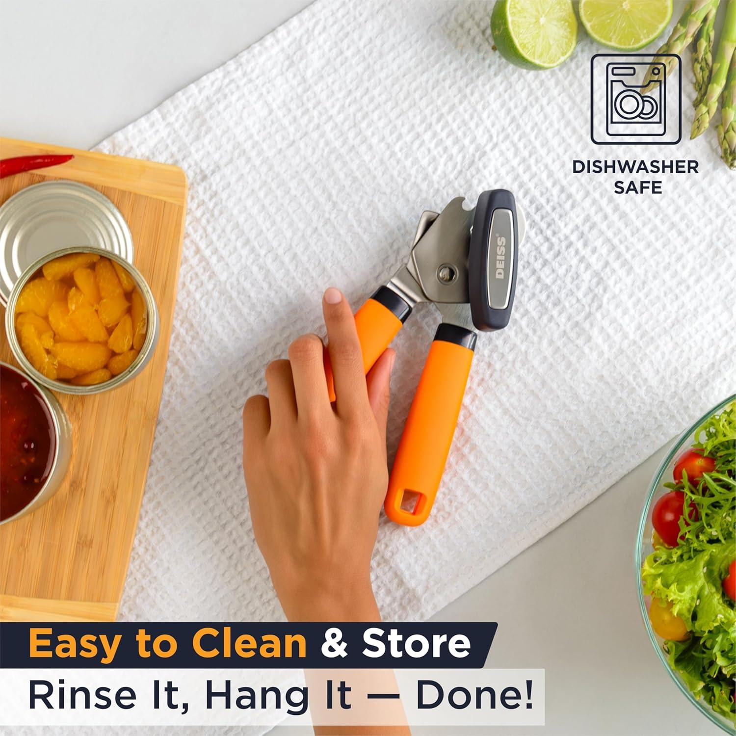 Abrelatas Manual Deiss PRO 2 en 1 - Acero Inoxidable Ergonómico