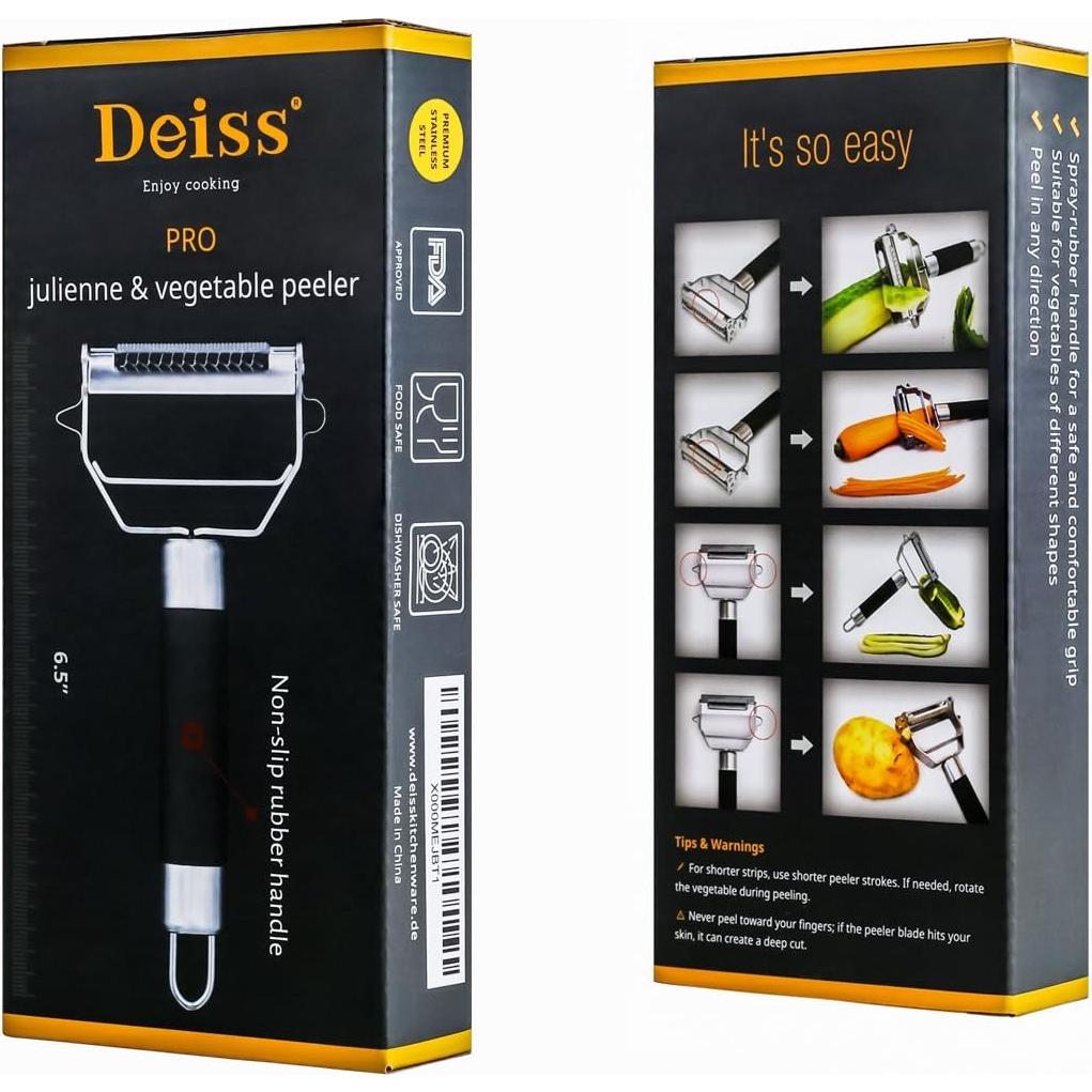 Conjunto de Tazas Medidoras de Silicona Deiss PRO 3 Pzas + Pelador