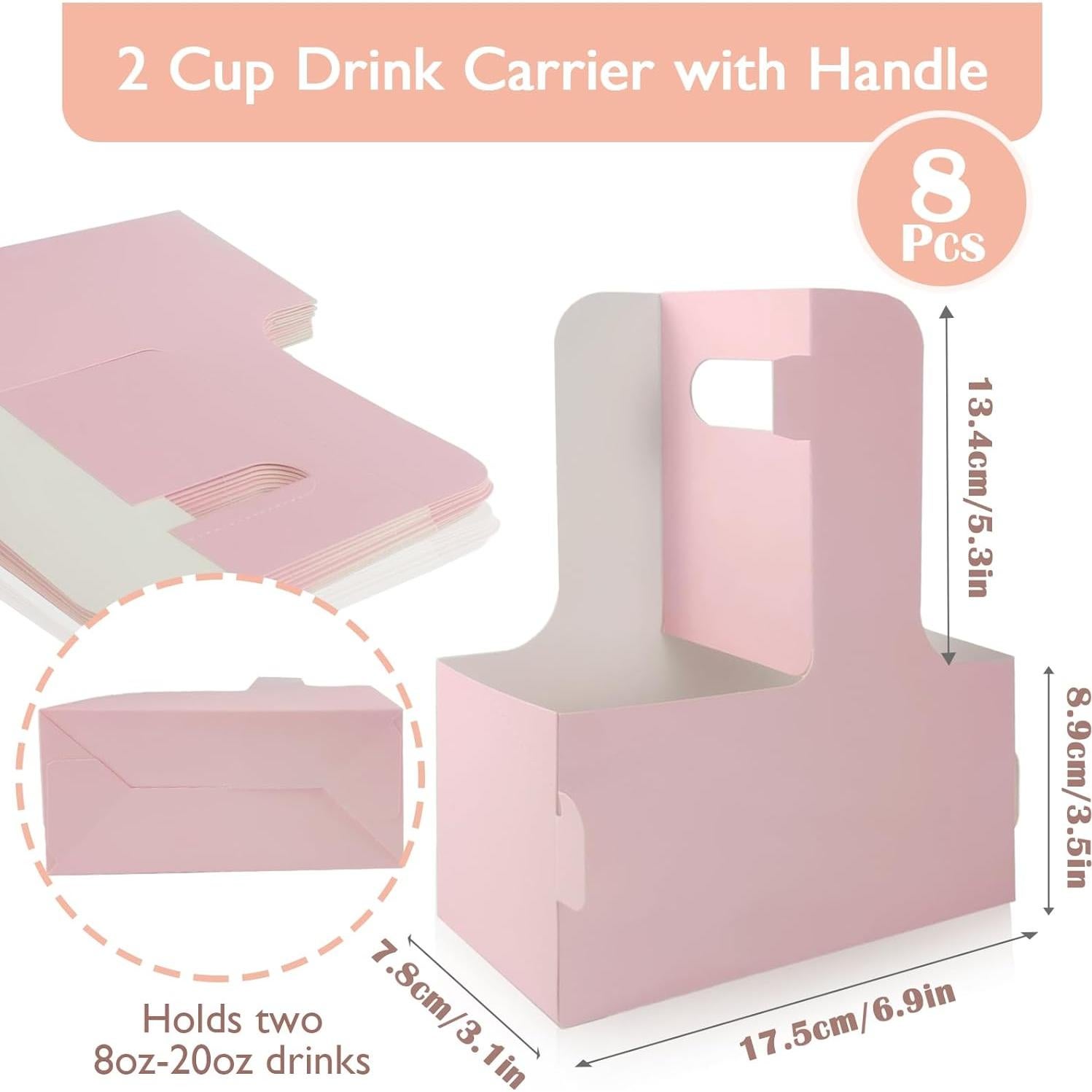 Portavasos de Cartón Rosa Lalvam para 2 Tazas - 8 Piezas