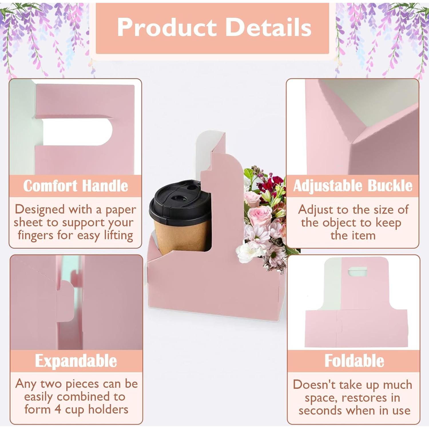 Portavasos de Cartón Rosa Lalvam para 2 Tazas - 8 Piezas