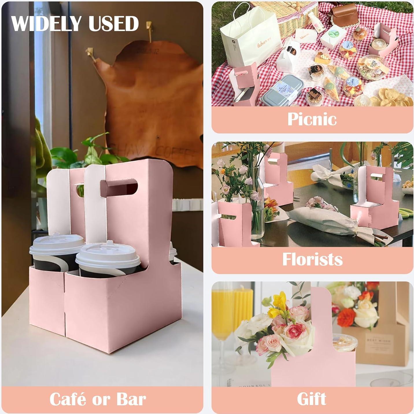 Portavasos de Cartón Rosa Lalvam para 2 Tazas - 8 Piezas