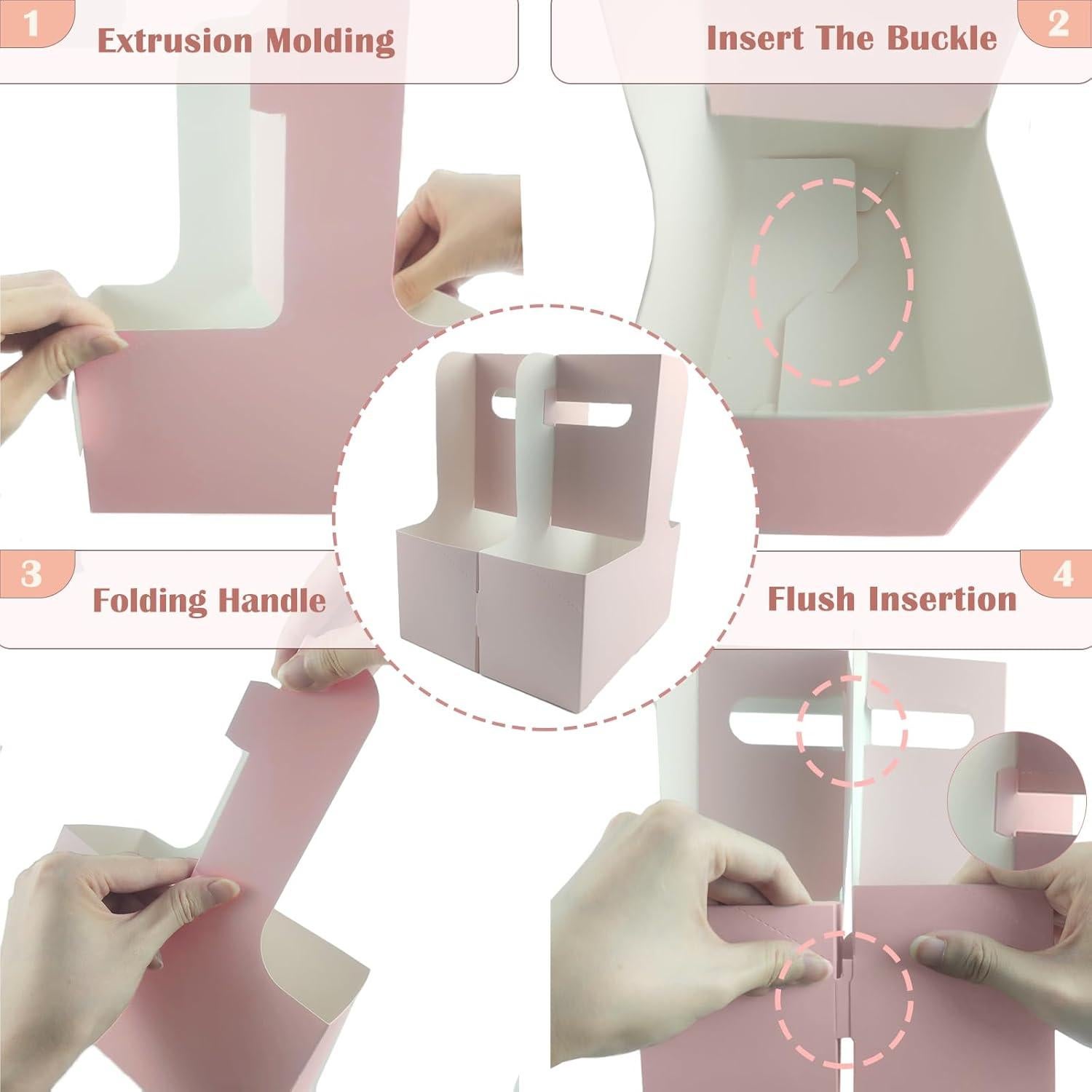 Portavasos de Cartón Rosa Lalvam para 2 Tazas - 8 Piezas