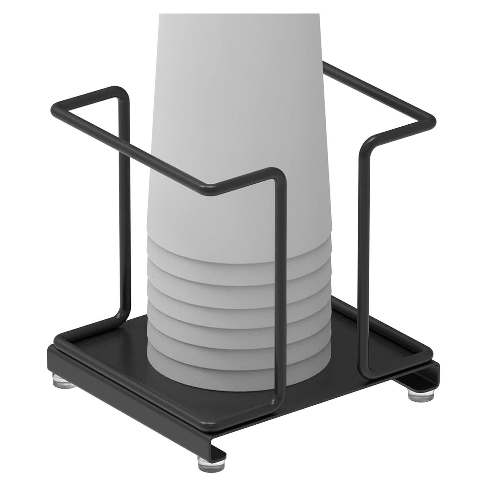 Dispensador de Tazas de Papel Adorila Metal Negro 10cm Antideslizante