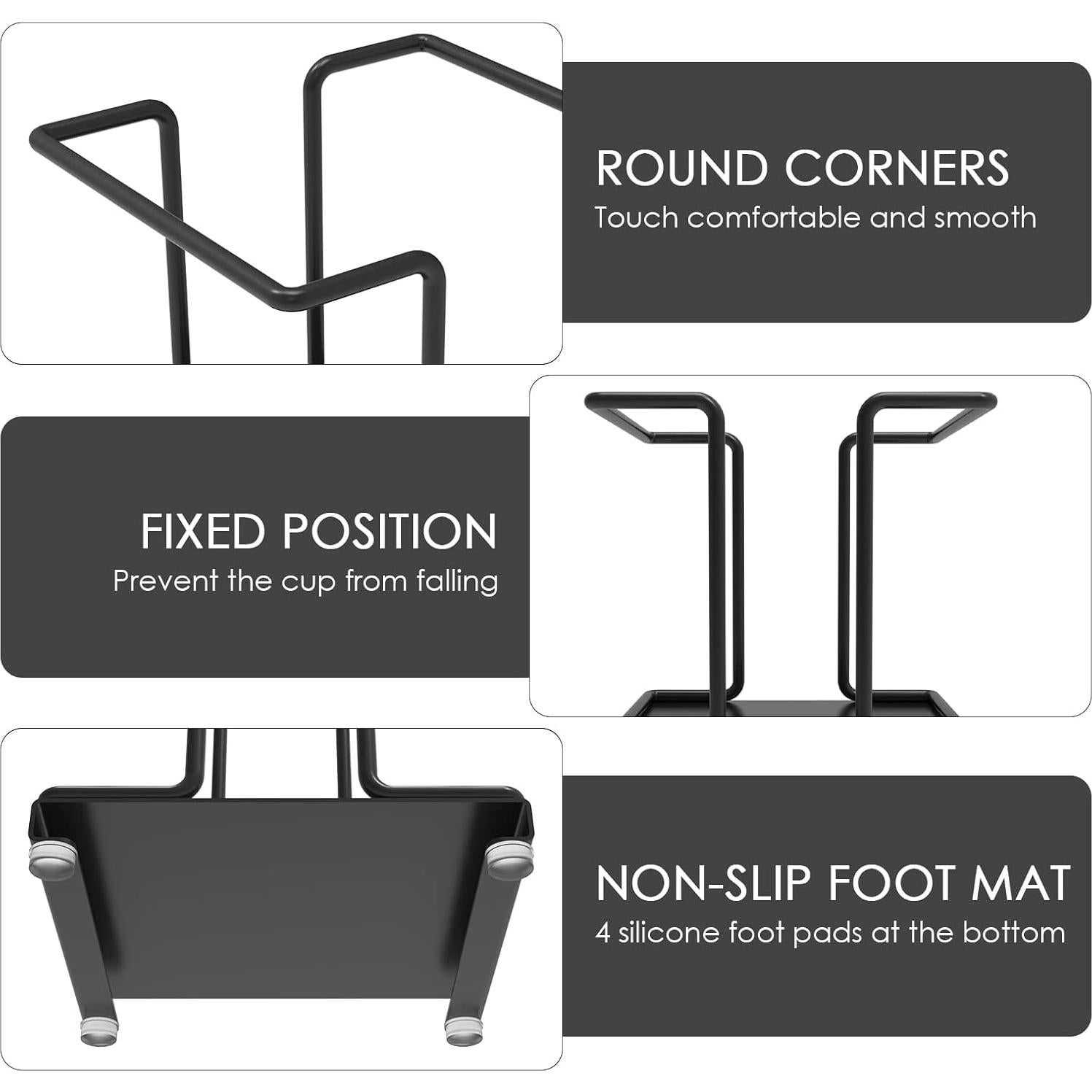 Dispensador de Tazas de Papel Adorila Metal Negro 10cm Antideslizante