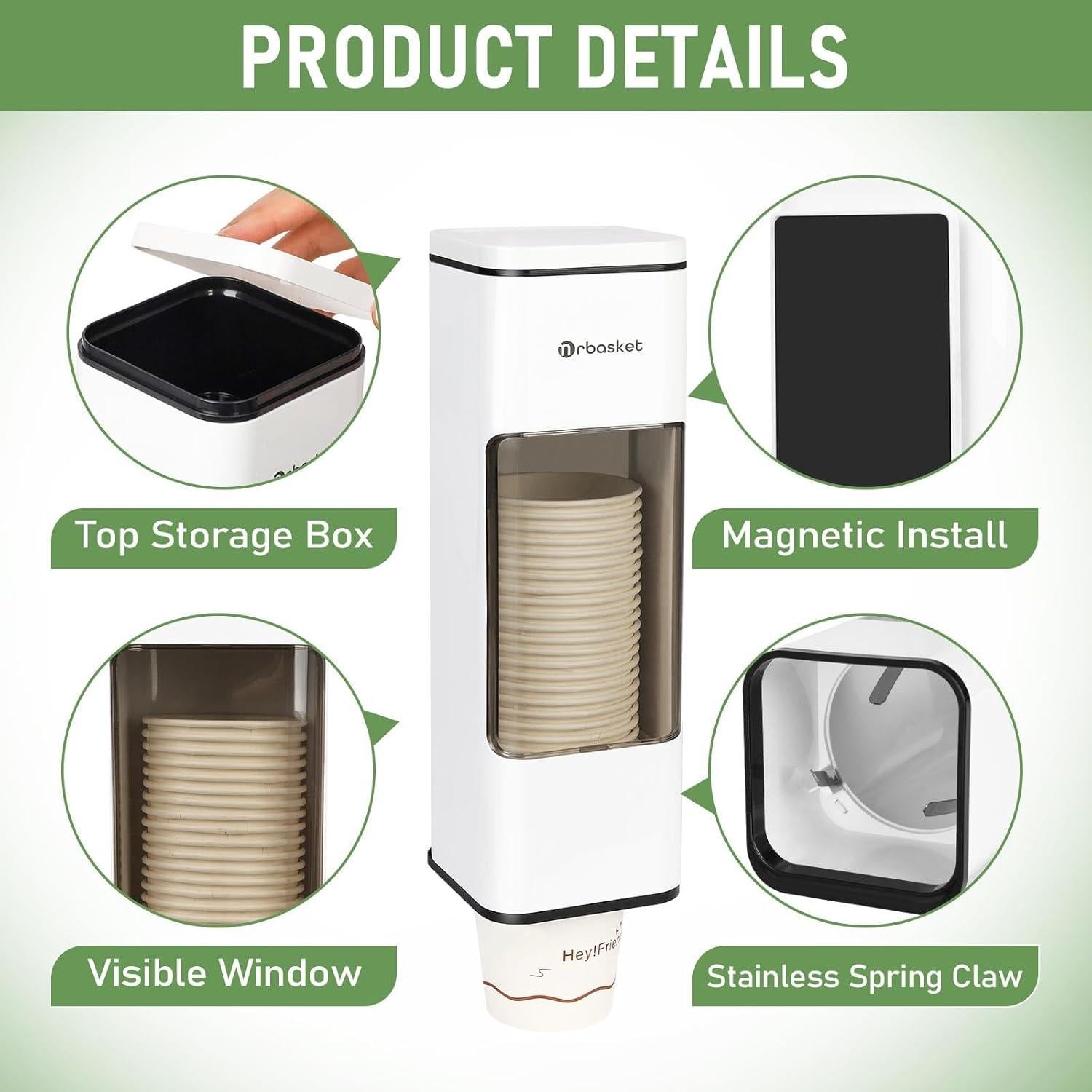 Dispensador de Tazas de Papel Magnético Penwlled Blanco 29.46 cm