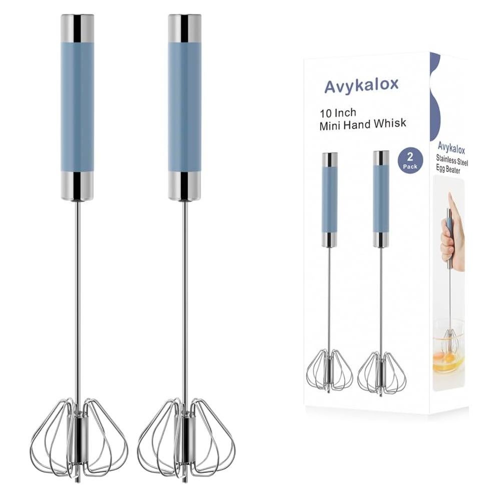 Paquete de 2 Batidores Semiautomáticos Avykalox de Acero Inoxidable