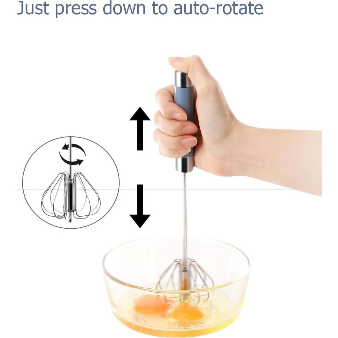 Paquete de 2 Batidores Semiautomáticos Avykalox de Acero Inoxidable