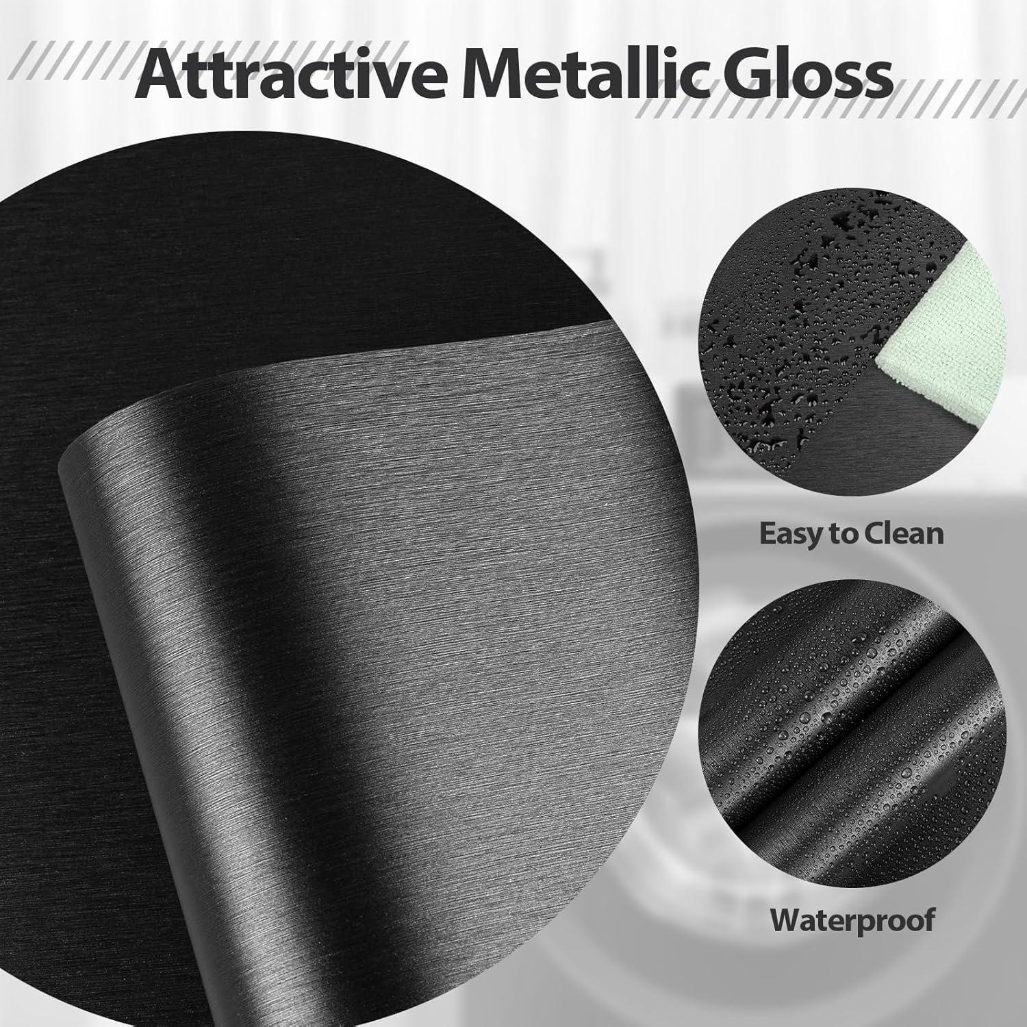 Papel Contacto Autoadhesivo Abyssaly Negro Metálico 40x198 cm