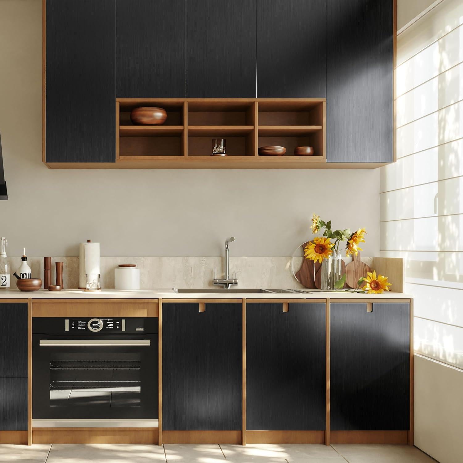 Papel Contacto Autoadhesivo Abyssaly Negro Metálico 40x198 cm