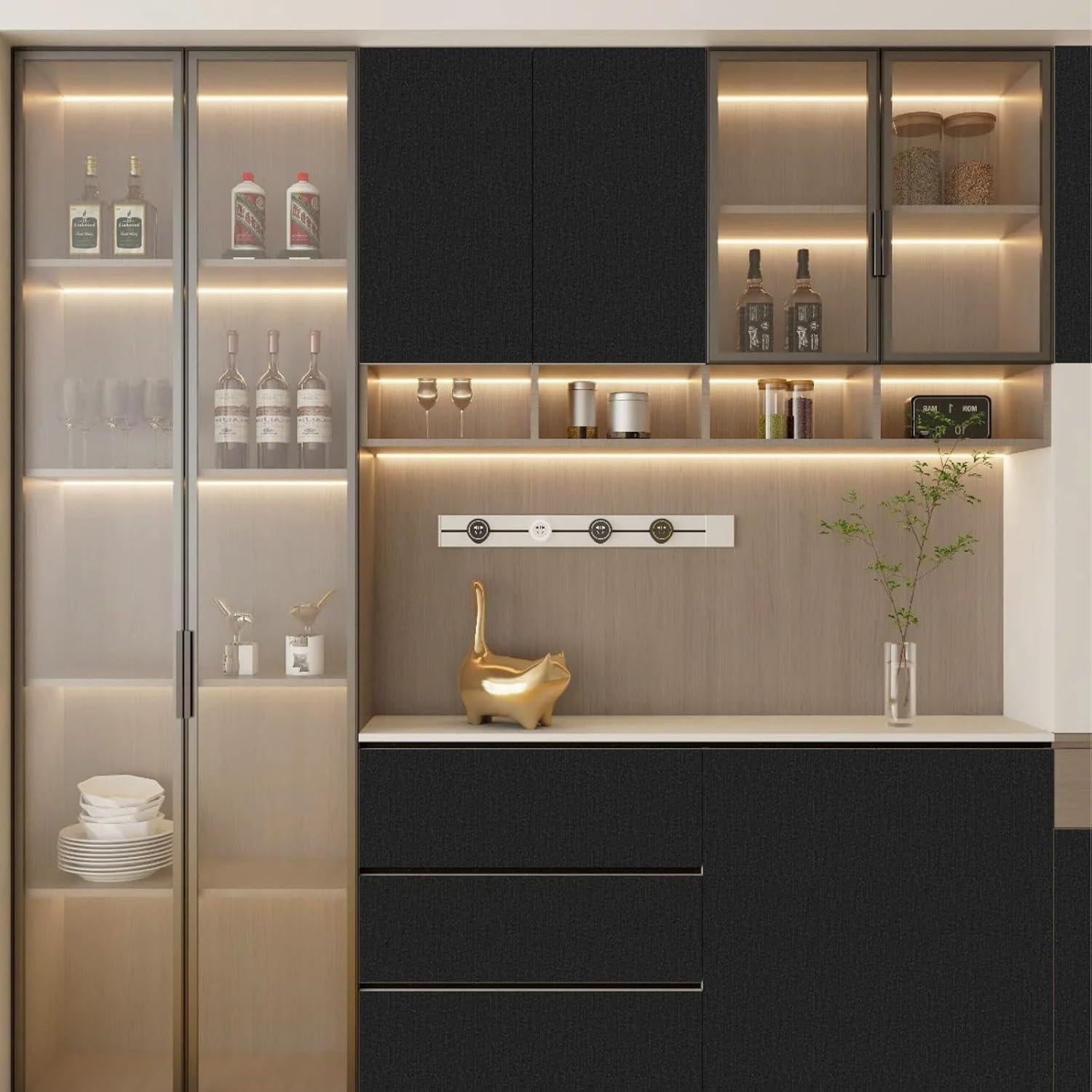 Papel Contacto Autoadhesivo Abyssaly Negro Metálico 40x198 cm